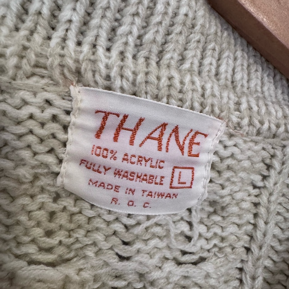 Vintage THANE fisherman’s Knit Cream/Oatmeal Sweater size L - Picture 6 of 8